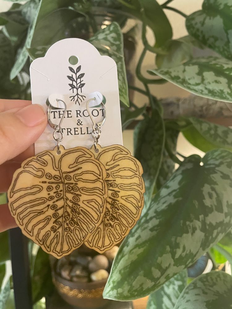 Monstera Leaf Laser Engraved Earrings